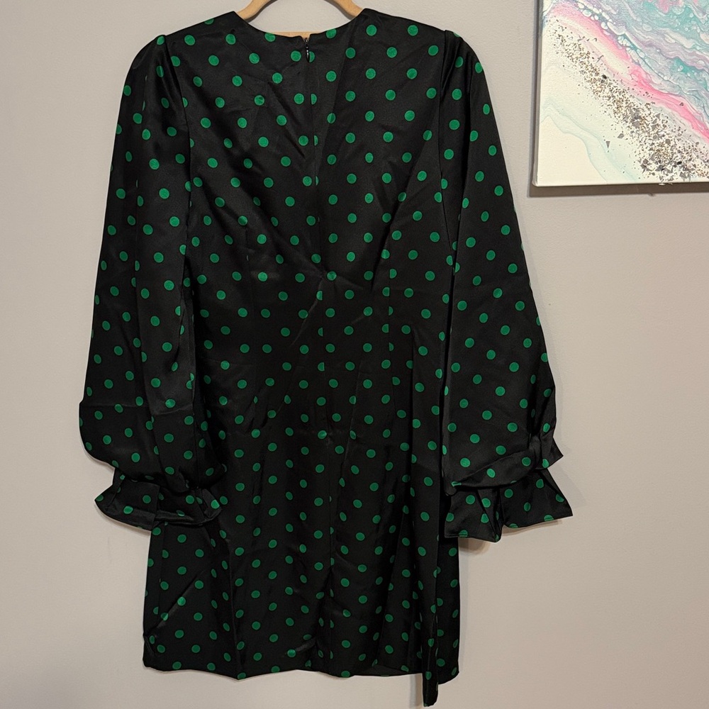 Flora Bea NYC Madelina Satin Polka Dot Mini Dress S - NWT Bishop Sleeve - Picture 5 of 6